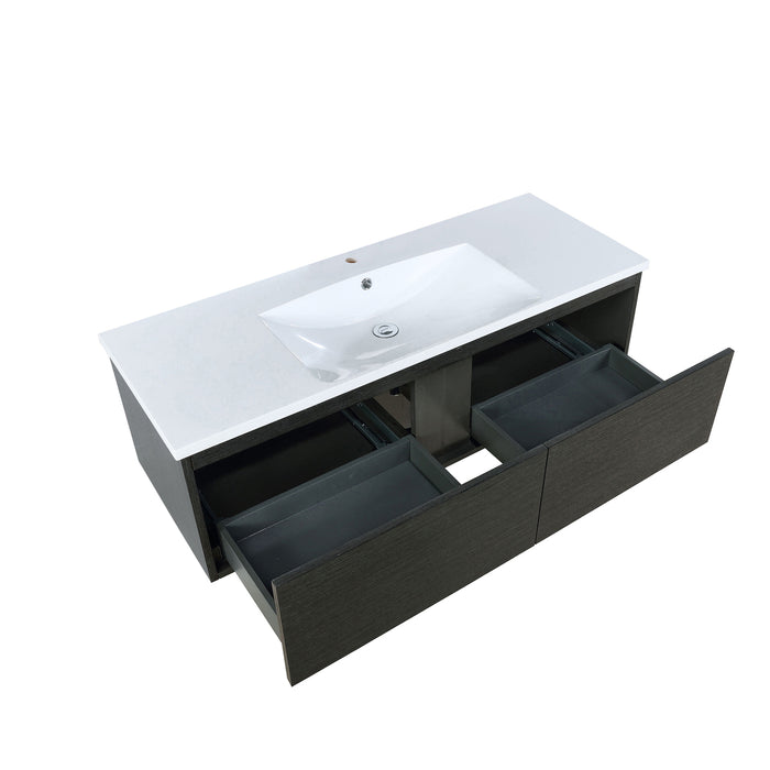 Lexora Sant 48" Iron Charcoal Bathroom Vanity and Acrylic Composite Top with Integrated Sink LS48SRAIS000