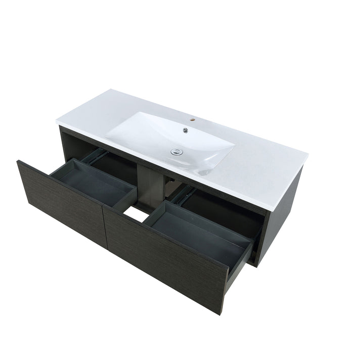 Lexora Sant 48" Iron Charcoal Bathroom Vanity and Acrylic Composite Top with Integrated Sink LS48SRAIS000