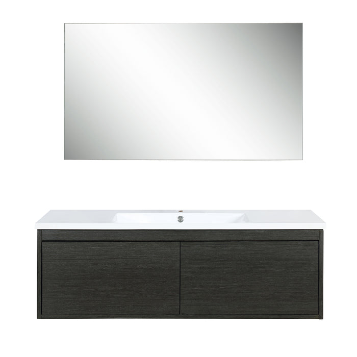 Lexora Sant 48" Iron Charcoal Bathroom Vanity, Acrylic Composite Top with Integrated Sink, and 43" Frameless Mirror LS48SRAISM43