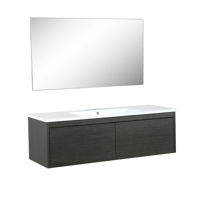 Lexora Sant 48" Iron Charcoal Bathroom Vanity, Acrylic Composite Top with Integrated Sink, and 43" Frameless Mirror LS48SRAISM43