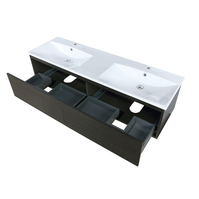 Lexora Sant 60" Iron Charcoal Double Bathroom Vanity and Acrylic Composite Top with Integrated Sinks LS60DRAIS000