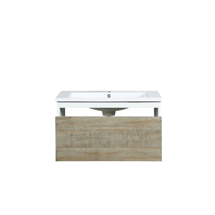 Lexora Scopi 30" Rustic Acacia Bathroom Vanity and Acrylic Composite Top with Integrated Sink LSC30SRAOS000