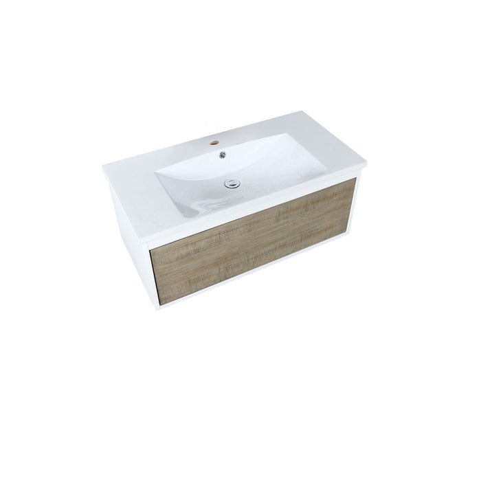 Lexora Scopi 36" Rustic Acacia Bathroom Vanity and Acrylic Composite Top with Integrated Sink LSC36SRAOS000