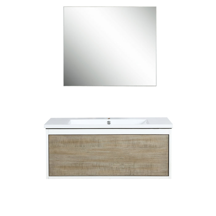 Lexora Scopi 36" Rustic Acacia Bathroom Vanity, Acrylic Composite Top with Integrated Sink, and 28" Frameless Mirror LSC36SRAOSM28