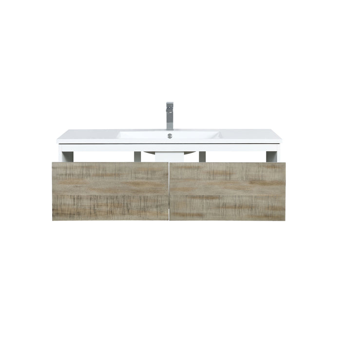 Lexora Scopi 48" Rustic Acacia Bathroom Vanity, Acrylic Composite Top with Integrated Sink, and Labaro Brushed Nickel Faucet Set LSC48SRAOS000FBN