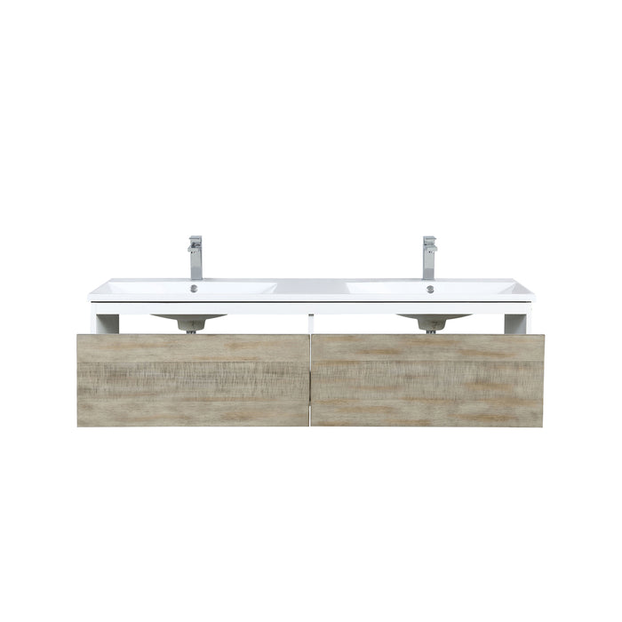 Lexora Scopi 60" Rustic Acacia Double Bathroom Vanity, Acrylic Composite Top with Integrated Sinks, and Labaro Brushed Nickel Faucet Set LSC60DRAOS000FBN