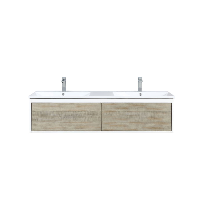 Lexora Scopi 60" Rustic Acacia Double Bathroom Vanity, Acrylic Composite Top with Integrated Sinks, and Labaro Rose Gold Faucet Set LSC60DRAOS000FRG