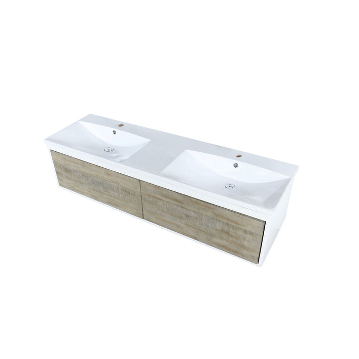 Lexora Scopi 60" Rustic Acacia Double Bathroom Vanity and Acrylic Composite Top with Integrated Sinks LSC60DRAOS000