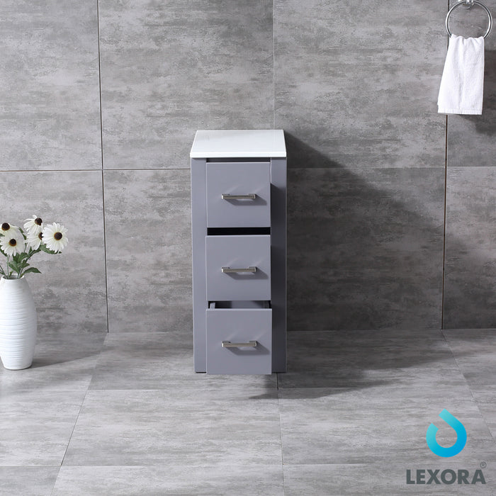 Lexora Volez 12" Dark Grey Side Cabinet, Phoenix Stone Top - LV281712BFSSCB