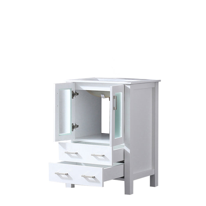 Lexora  Volez 24" White Single Vanity, Integrated Top, White Integrated Square Sink and no Mirror LV341824SAES000