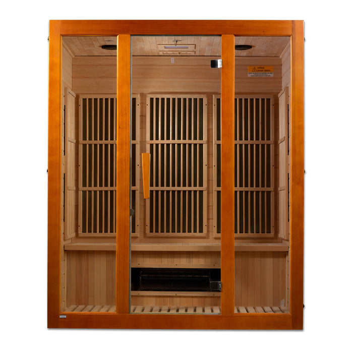 Golden Designs Maxxus 3-Person Corner Low EMF (Under 8MG) FAR Infrared Sauna (Canadian Hemlock) - MX-J306-02S