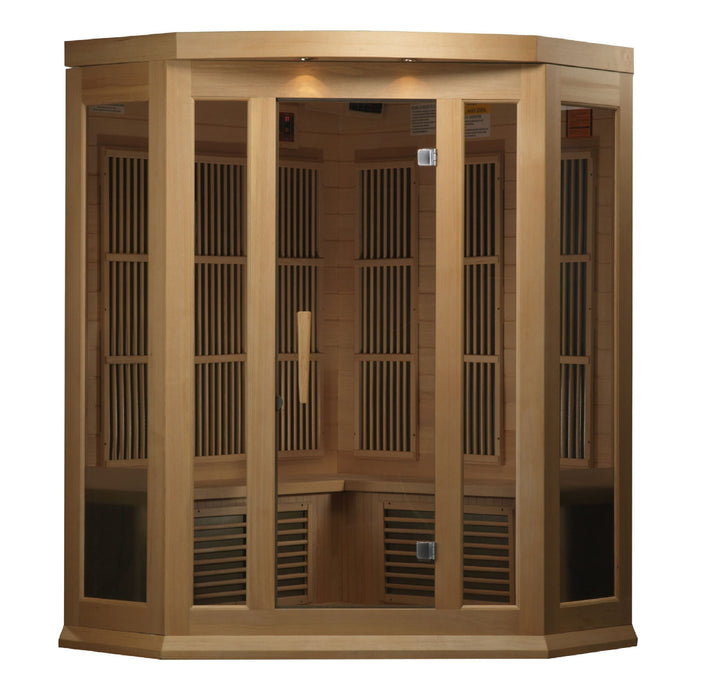 Golden Designs Maxxus 3-Person Corner Near Zero EMF (Under 2MG) FAR Infrared Sauna (Canadian Hemlock) - MX-K356-01-ZF