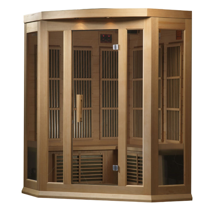 Golden Designs Maxxus 3-Person Corner Near Zero EMF (Under 2MG) FAR Infrared Sauna (Canadian Hemlock) - MX-K356-01-ZF