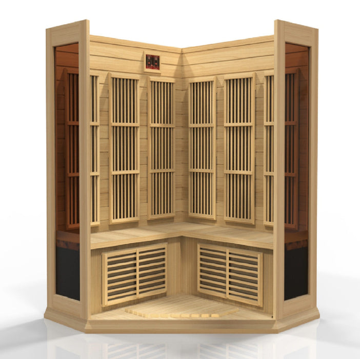 Golden Designs Maxxus 3-Person Corner Near Zero EMF (Under 2MG) FAR Infrared Sauna (Canadian Hemlock) - MX-K356-01-ZF