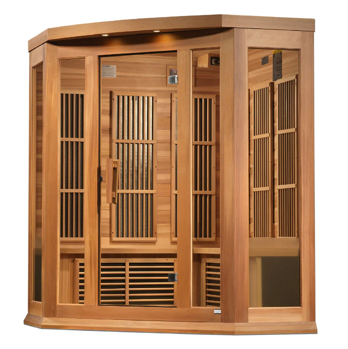 Golden Designs Maxxus 3-Person Corner Full Spectrum Near Zero EMF (Under 2MG) FAR Infrared Sauna (Canadian Red Cedar) - MX-M356-01-FS CED