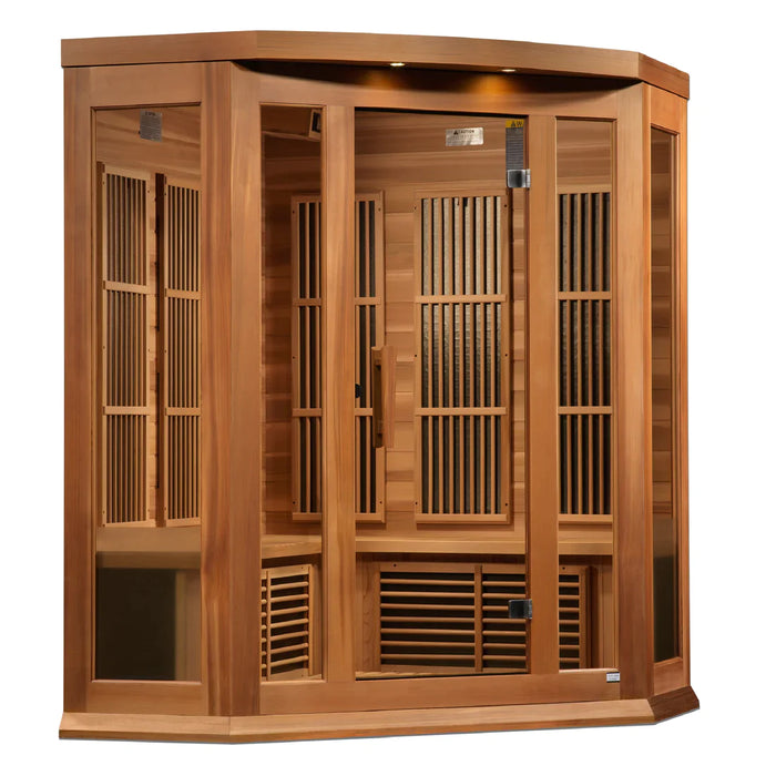 Golden Designs Maxxus 3-Person Corner Full Spectrum Near Zero EMF (Under 2MG) FAR Infrared Sauna (Canadian Red Cedar) - MX-M356-01-FS CED