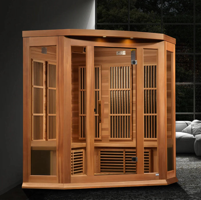 Golden Designs Maxxus 3-Person Corner Full Spectrum Near Zero EMF (Under 2MG) FAR Infrared Sauna (Canadian Red Cedar) - MX-M356-01-FS CED