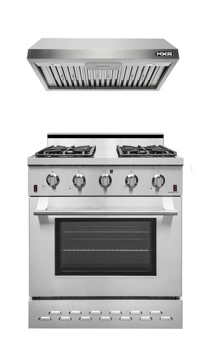 NXR 30 in. Natural Gas Range and Under Cabinet Range Hood Package, SC3055EHBD