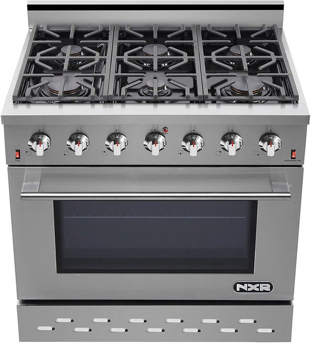 NXR 36" Propane Gas Range & Under Cabinet Hood Bundle, Stainless Steel SC3611LPRHBD