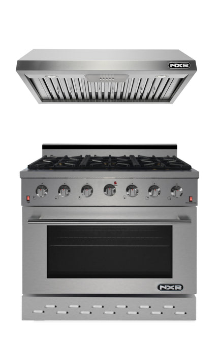 NXR 36 in. Natural Gas Range and Under Cabinet Range Hood Package, SC3611EHBD