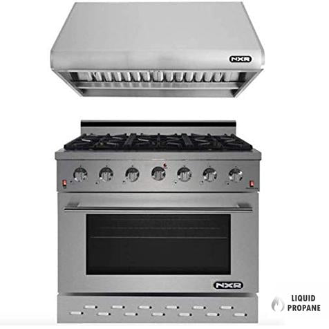 NXR 36" Propane Gas Range & Under Cabinet Hood Bundle, Stainless Steel SC3611LPRHBD