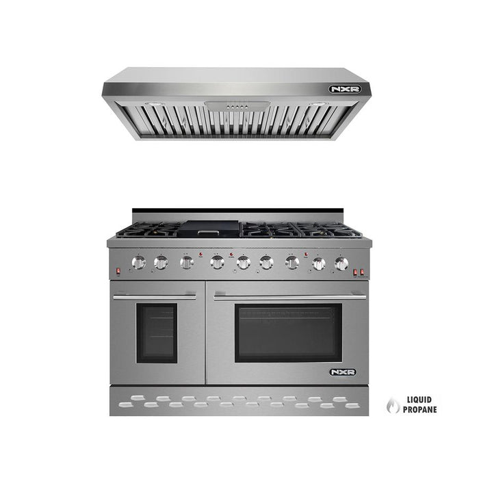 NXR 48 in. Propane Gas Range and Under Cabinet Range Hood Package, SC4811LPEHBD