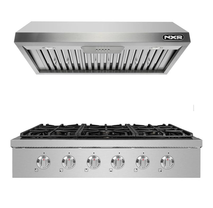 NXR 36" Natural Gas Cooktop & Under Cabinet Hood Bundle, Stainless Steel SCT3611EHBD