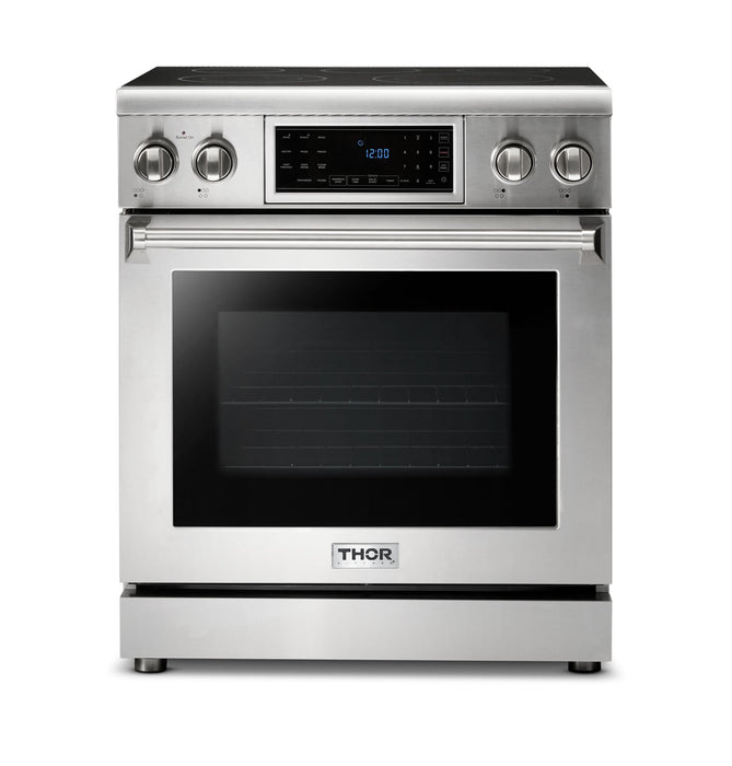 Thor Kitchen 30" Electric Range with 4.55 Cu. Ft. Self-Cleaning Oven, Air Fryer, and Tilt Panel in Stainless Steel (TRE3001)