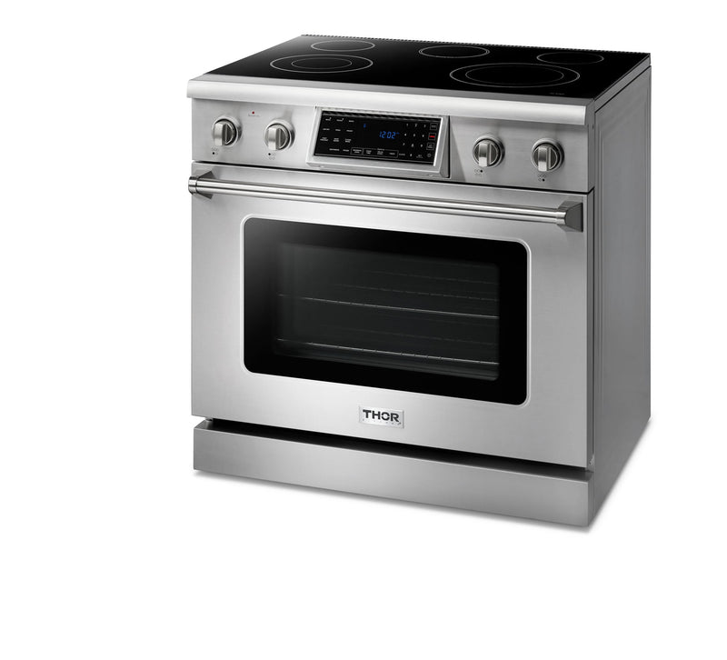 Thor Kitchen 36" Electric Range with 6.0 Cu. Ft. Self-Cleaning Oven, Air Fryer, and Tilt Panel in Stainless Steel (TRE3601)