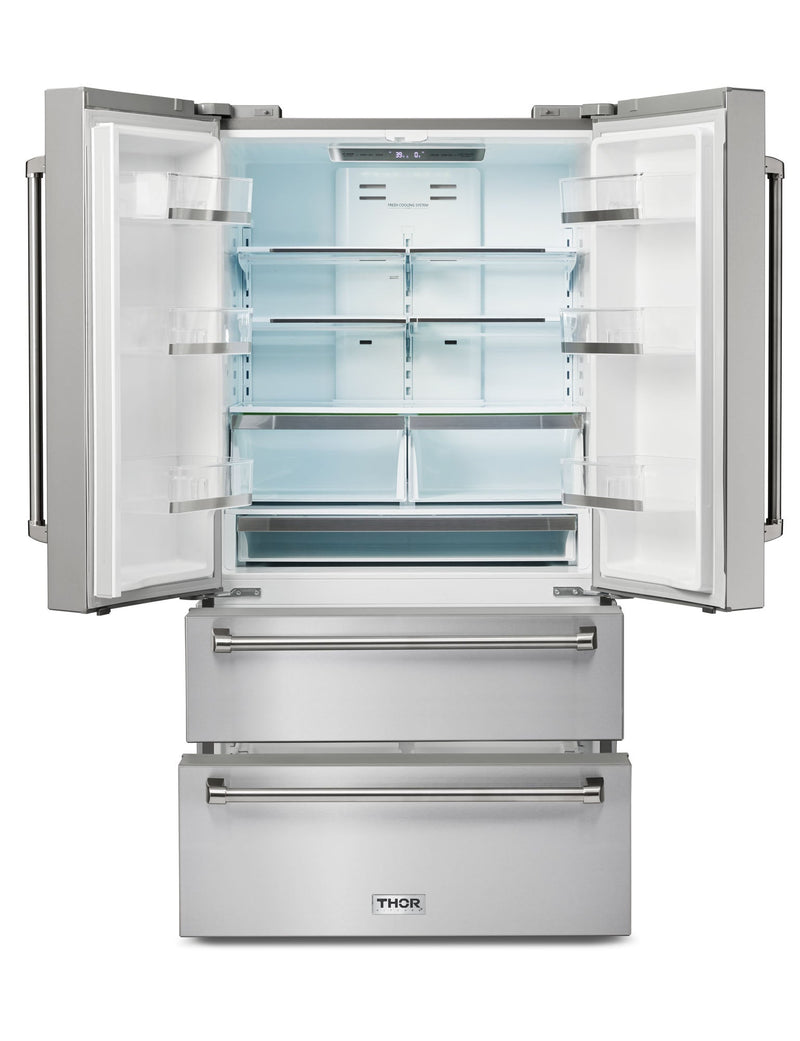 Thor Kitchen 6-Piece Appliance Package - 30-Inch Gas Range, Under Cabinet Range Hood, Refrigerator, Dishwasher, Microwave, and Wine Cooler in Stainless Steel