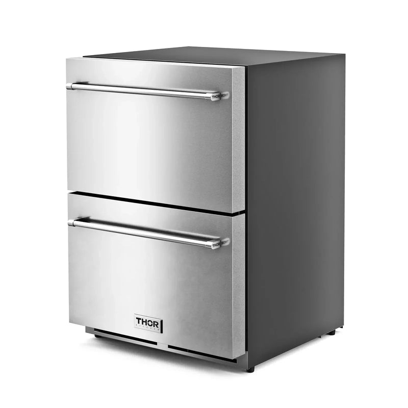 Thor Kitchen 2-Piece Appliance Package - 24-Inch Double Drawer Refrigerator and Freezer Drawer in Stainless Steel