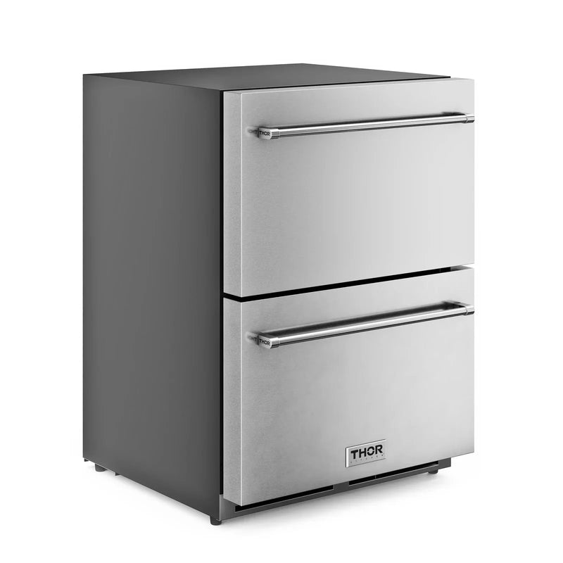 Thor Kitchen 2-Piece Appliance Package - 24-Inch Double Drawer Refrigerator and Freezer Drawer in Stainless Steel