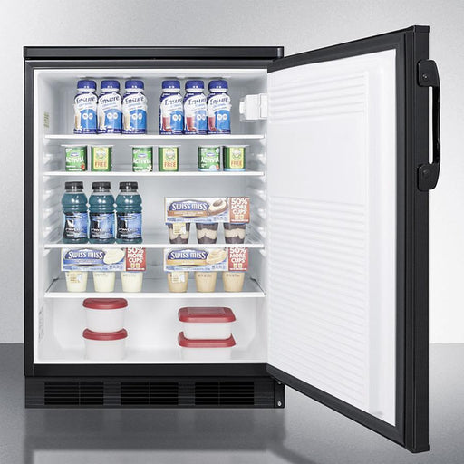 Accucold 24" Wide All-Refrigerator with Front Lock and Black Exterior