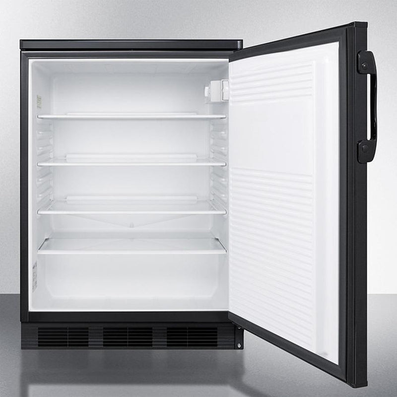 Accucold 24" Wide All-Refrigerator with Front Lock and Black Exterior