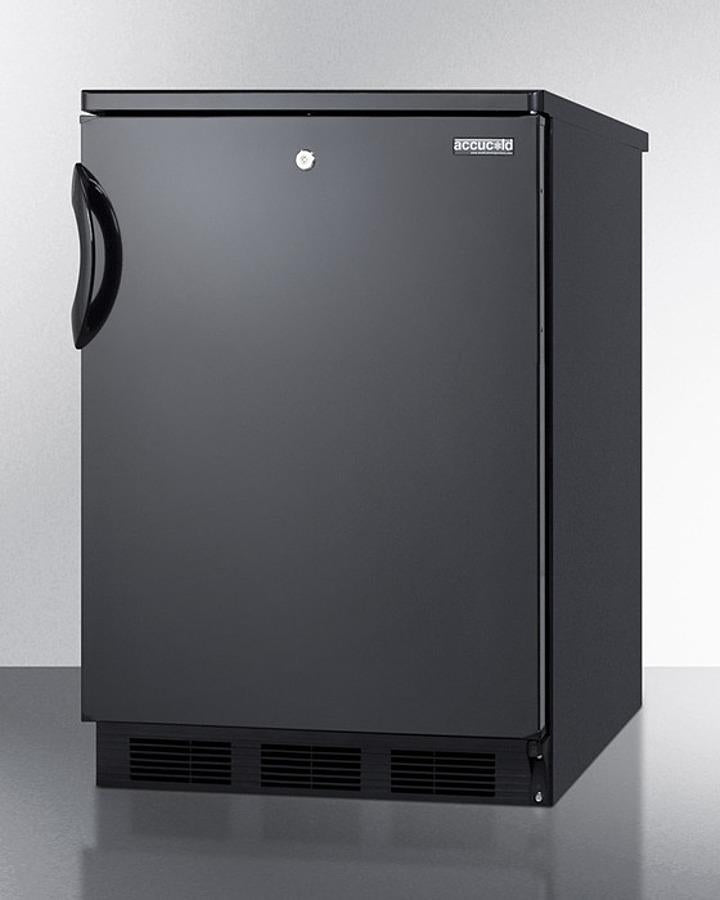 Accucold 24" Wide All-Refrigerator with Front Lock and Black Exterior