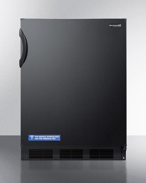 Accucold 24" Wide Built-In All-Refrigerator ADA Compliant with Automatic Defrost and Black Exterior