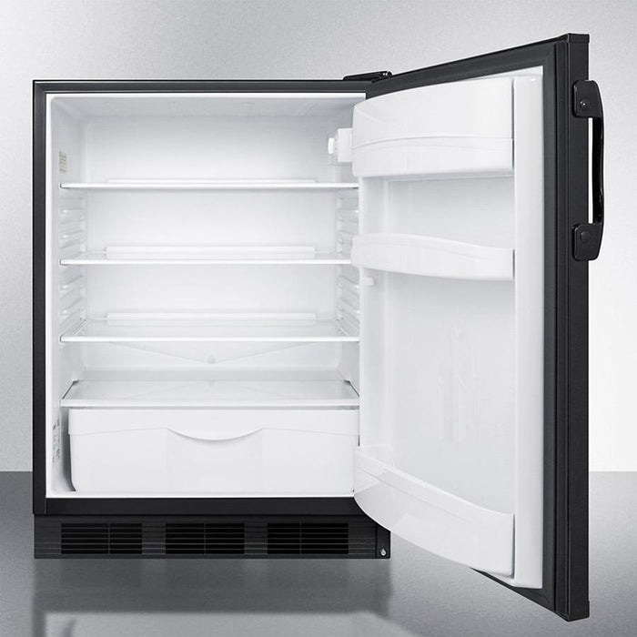 Accucold 24" Wide Built-In All-Refrigerator ADA Compliant with Automatic Defrost and Black Exterior