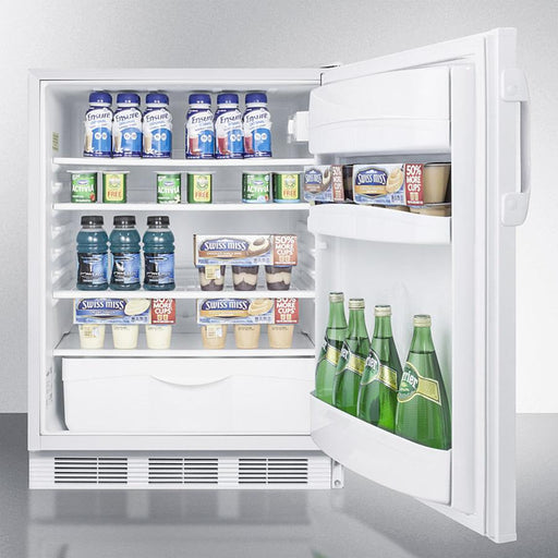 Accucold 24" Wide Built-In All-Refrigerator ADA Compliant with Automatic Defrost and White Exterior