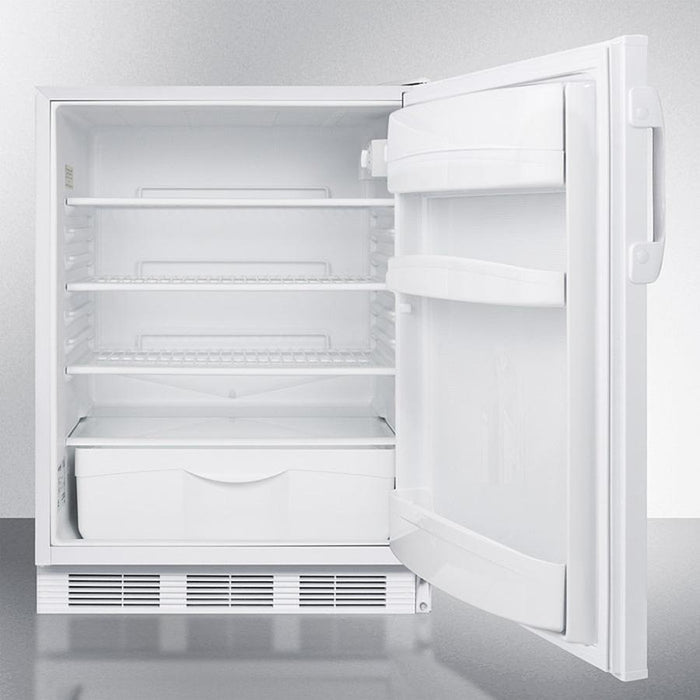 Accucold 24" Wide Built-In All-Refrigerator ADA Compliant with Automatic Defrost and White Exterior