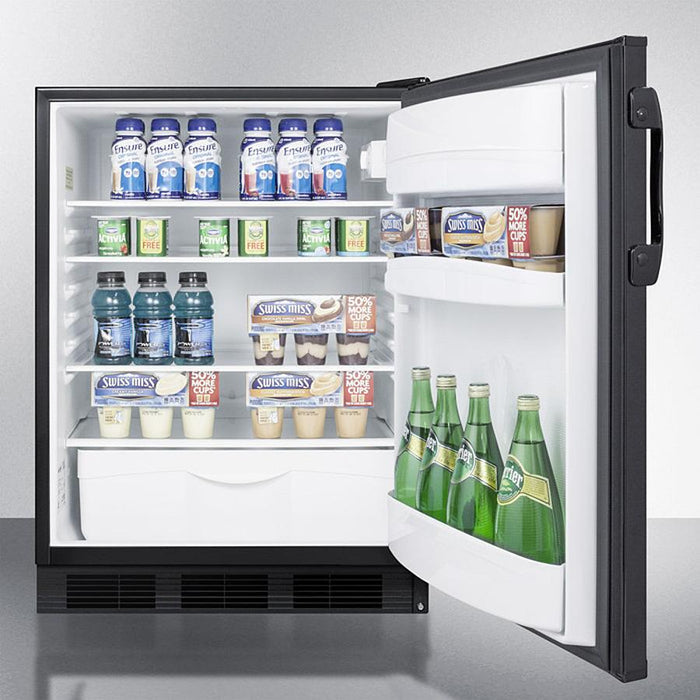 Accucold 24" Wide Built-In All-Refrigerator ADA Compliant with Black Exterior