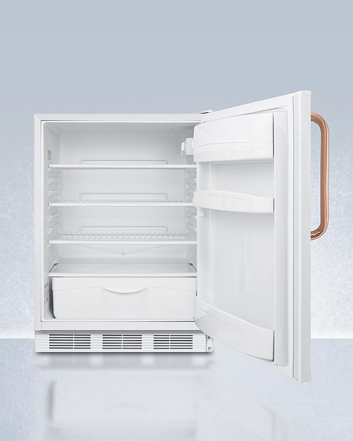 Accucold 24" Wide Built-In All-Refrigerator with Antimicrobial Pure Copper Handle ADA Compliant