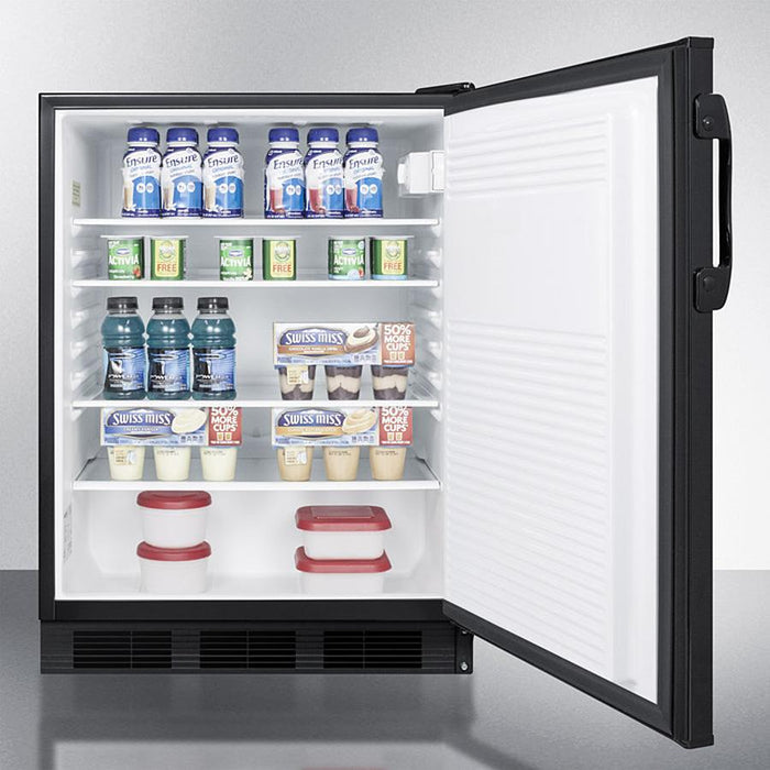 Accucold 24" Wide Built-In All-Refrigerator with Auto Defrost and Black Exterior ADA Compliant