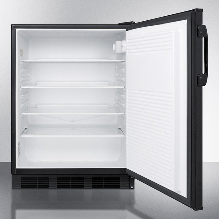 Accucold 24" Wide Built-In All-Refrigerator with Auto Defrost and Black Exterior ADA Compliant