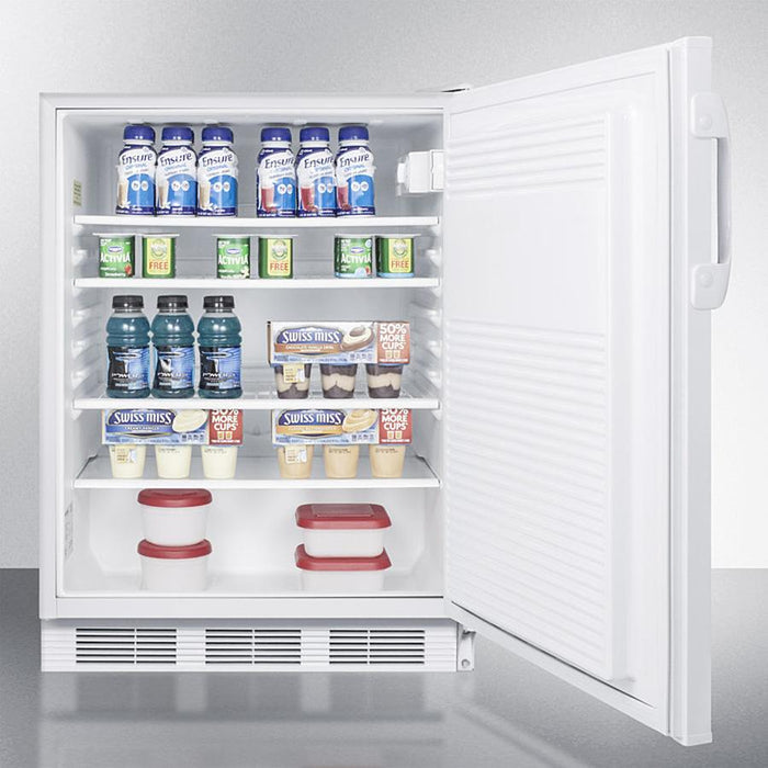 Accucold 24" Wide Built-In All-Refrigerator with Auto Defrost and White Exterior ADA Compliant