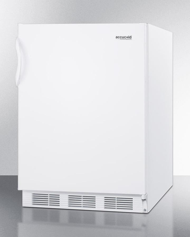 Accucold 24" Wide Built-In All-Refrigerator with Automatic Defrost and White Exterior ADA Compliant