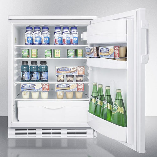 Accucold 24" Wide Built-In All-Refrigerator with Automatic Defrost and White Exterior