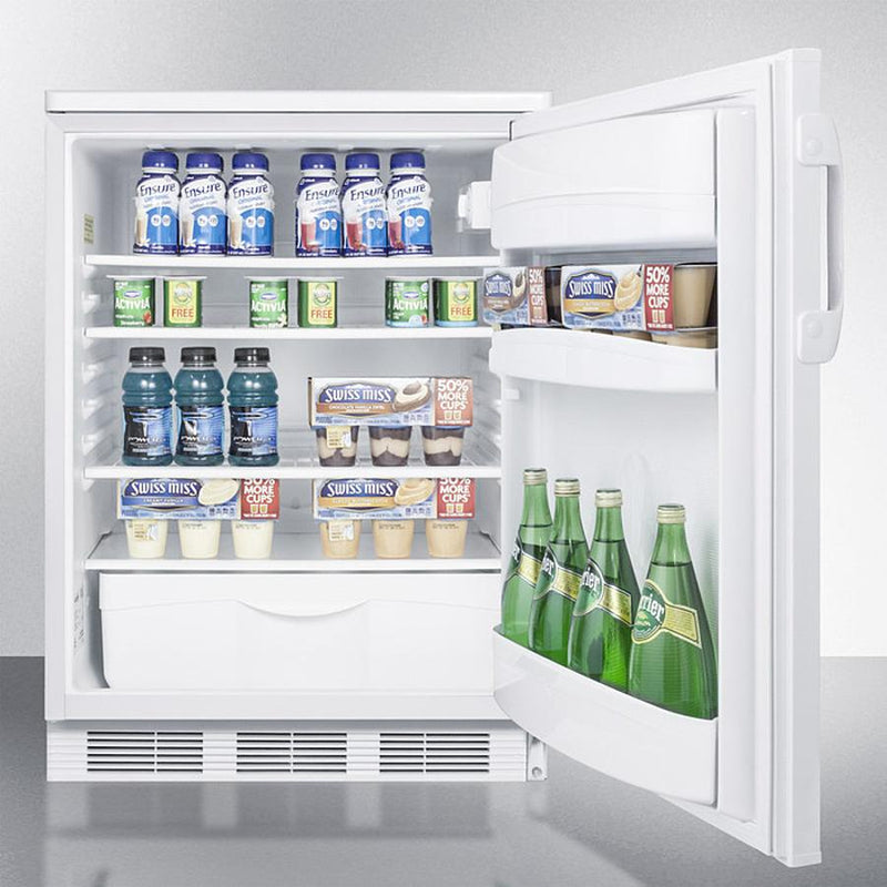 Accucold 24" Wide Built-In All-Refrigerator with Automatic Defrost and White Exterior