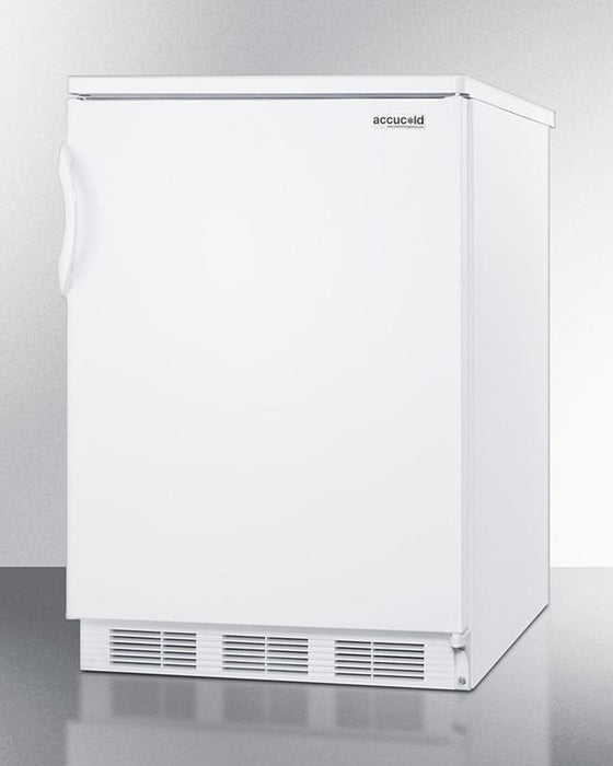 Accucold 24" Wide Built-In All-Refrigerator with Automatic Defrost and White Exterior