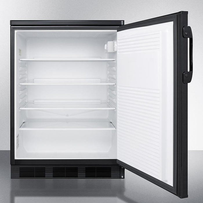 Accucold 24" Wide Built-In All-Refrigerator with Front Lock and Black Exterior