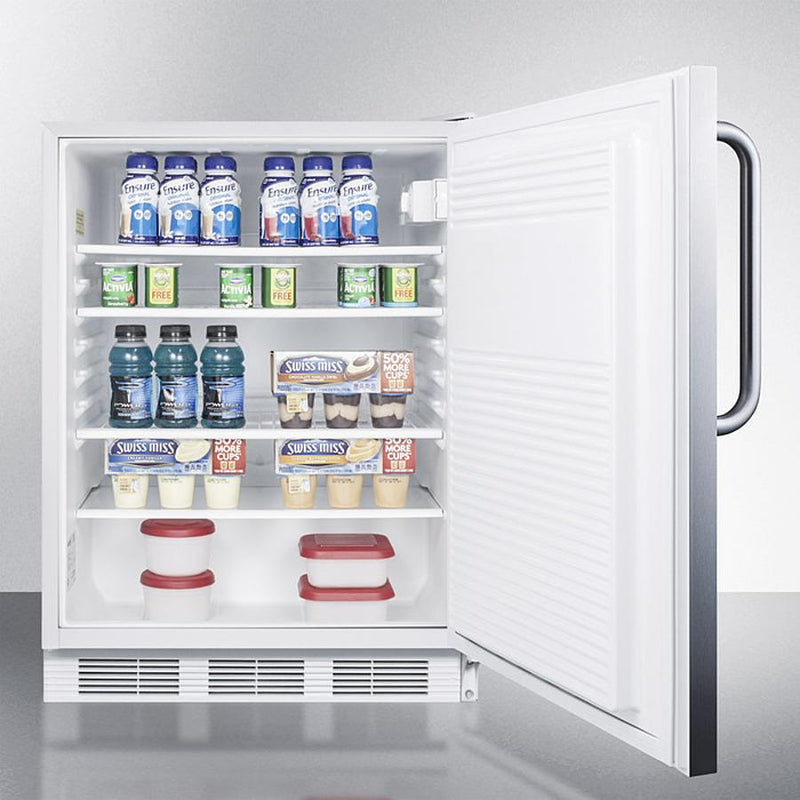 Accucold 24" Wide Built-In All-Refrigerator with Front Lock and Stainless Steel Exterior ADA Compliant